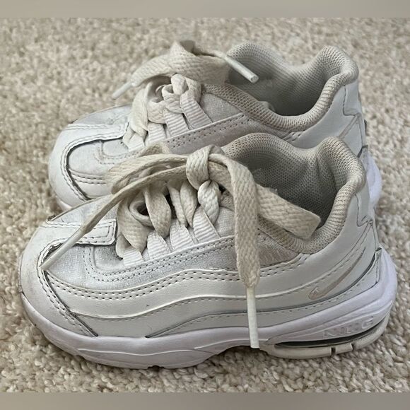 NIKE LITTLE MAX 95 TD 'TRIPLE WHITE 5C - Picture 1 of 5